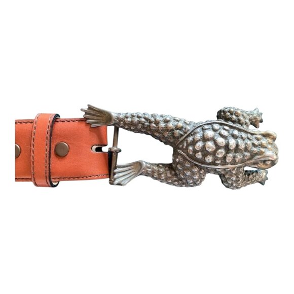 Kieselstein Cord Sterling Silver Leaping Frog Large 2 New Leather Belts Italy main image 5